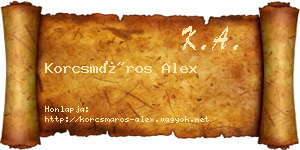 Korcsmáros Alex névjegykártya